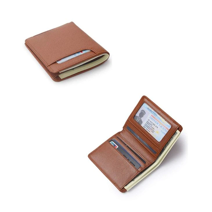 Small Size Brown Men Money Clip Wallet Logo