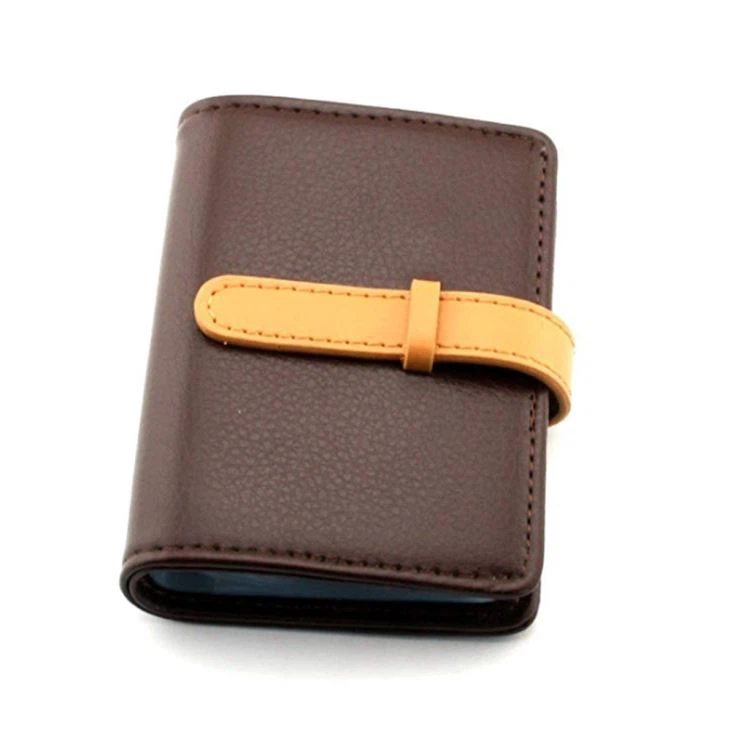 Strap Closure PU Leather Card Holder Logo