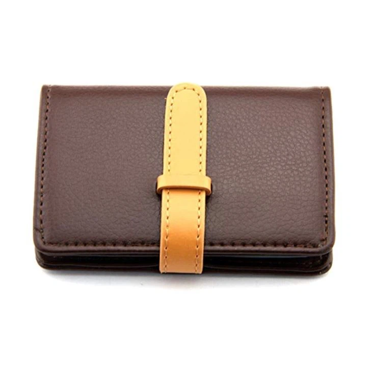 Strap Closure PU Leather Card Holder Logo