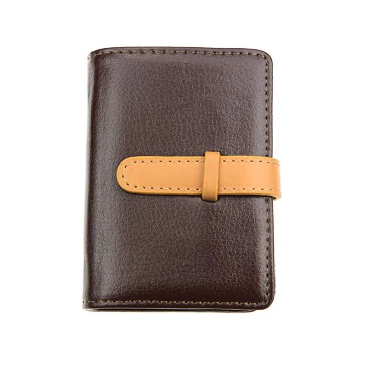 Strap Closure PU Leather Card Holder Logo